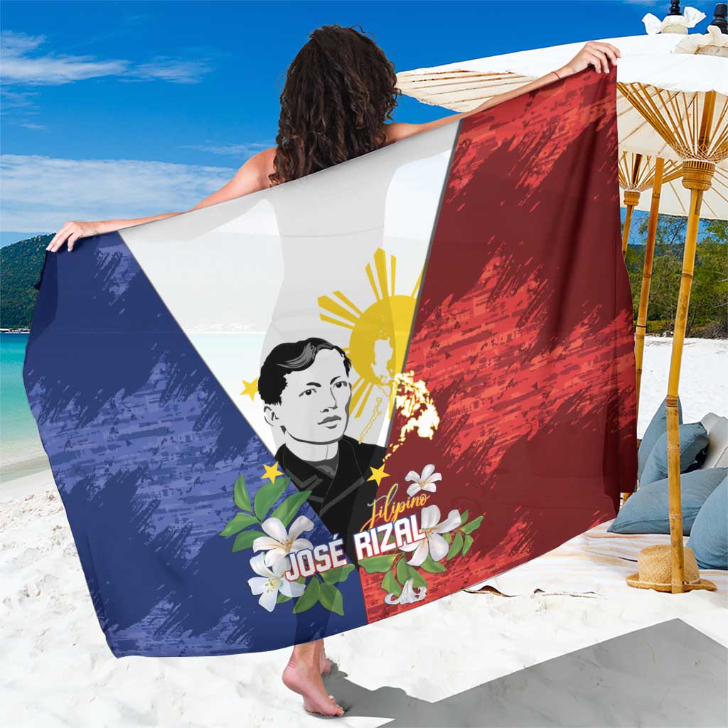 Philippines Rizal Day Sarong Filipino Sampaguita Grunge Style LT14 One Size 44 x 66 inches Blue - Polynesian Pride