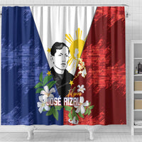 Philippines Rizal Day Shower Curtain Filipino Sampaguita Grunge Style LT14 - Polynesian Pride