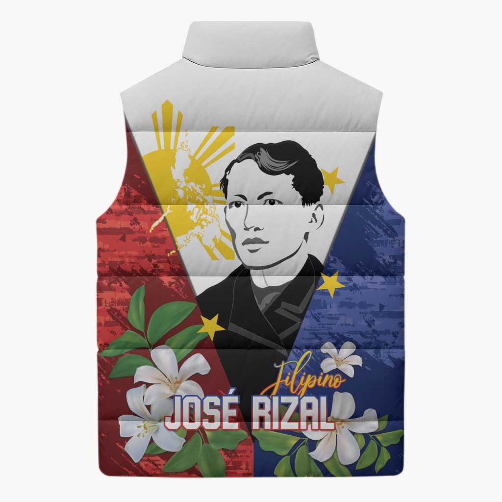 Philippines Rizal Day Sleeveless Puffer Jacket Filipino Sampaguita Grunge Style LT14 - Polynesian Pride