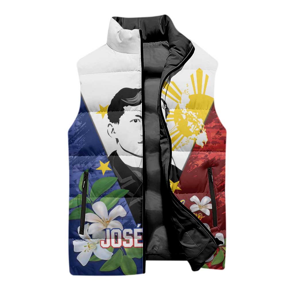 Philippines Rizal Day Sleeveless Puffer Jacket Filipino Sampaguita Grunge Style LT14 - Polynesian Pride