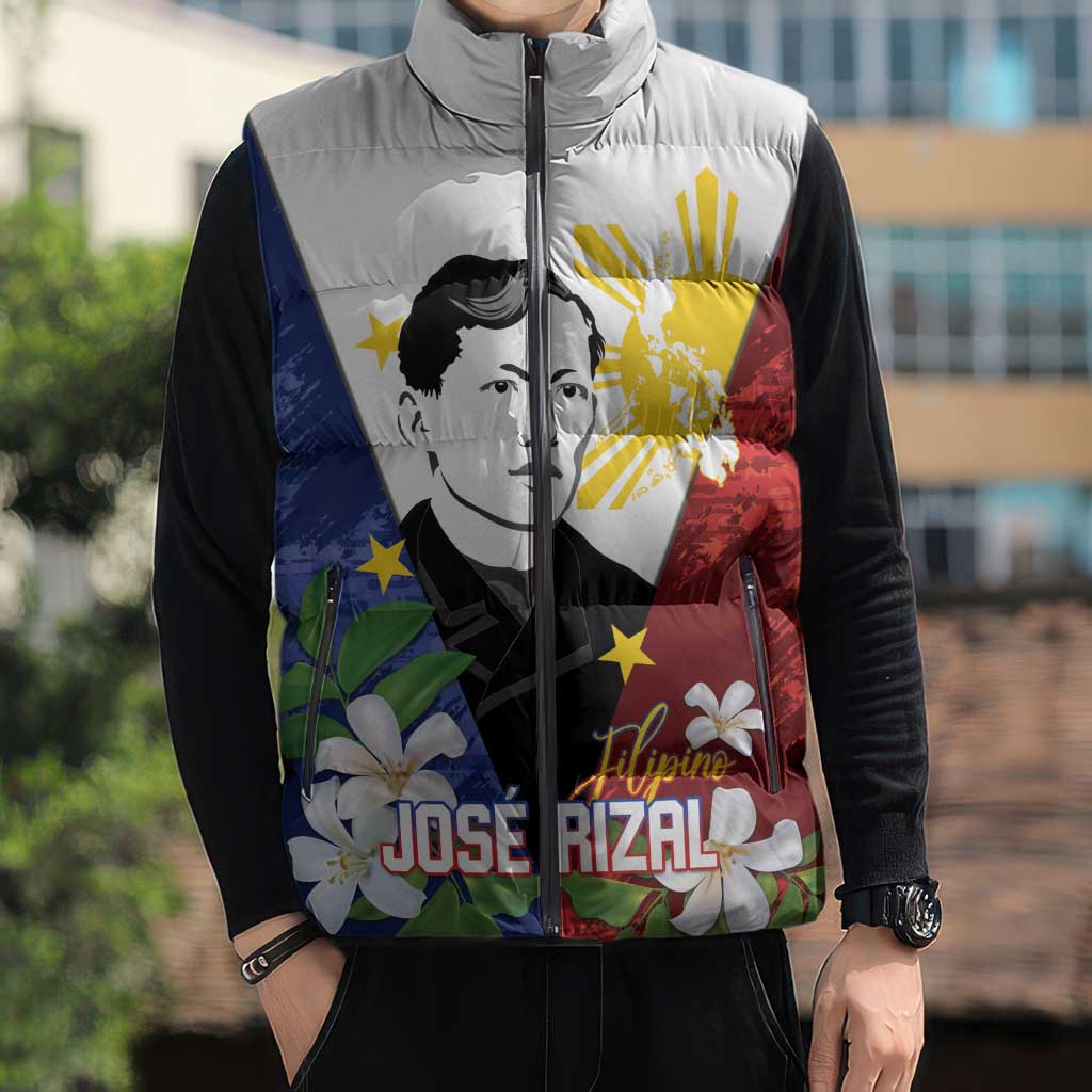Philippines Rizal Day Sleeveless Puffer Jacket Filipino Sampaguita Grunge Style LT14 - Polynesian Pride