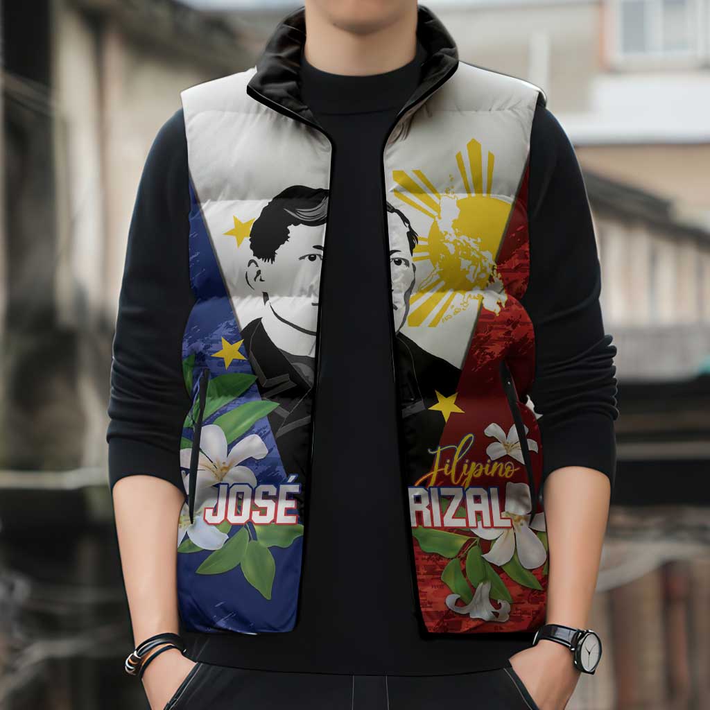 Philippines Rizal Day Sleeveless Puffer Jacket Filipino Sampaguita Grunge Style LT14 - Polynesian Pride
