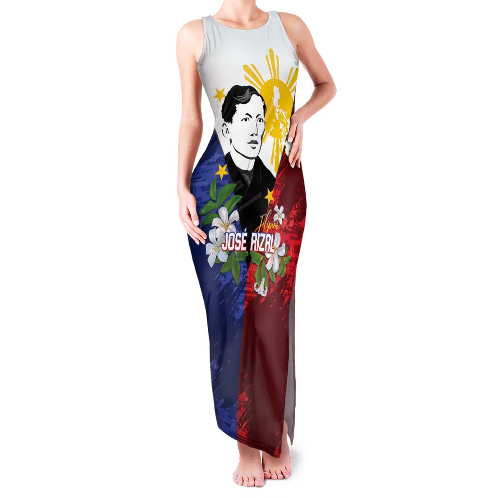 Philippines Rizal Day Tank Maxi Dress Filipino Sampaguita Grunge Style LT14 Women Blue - Polynesian Pride