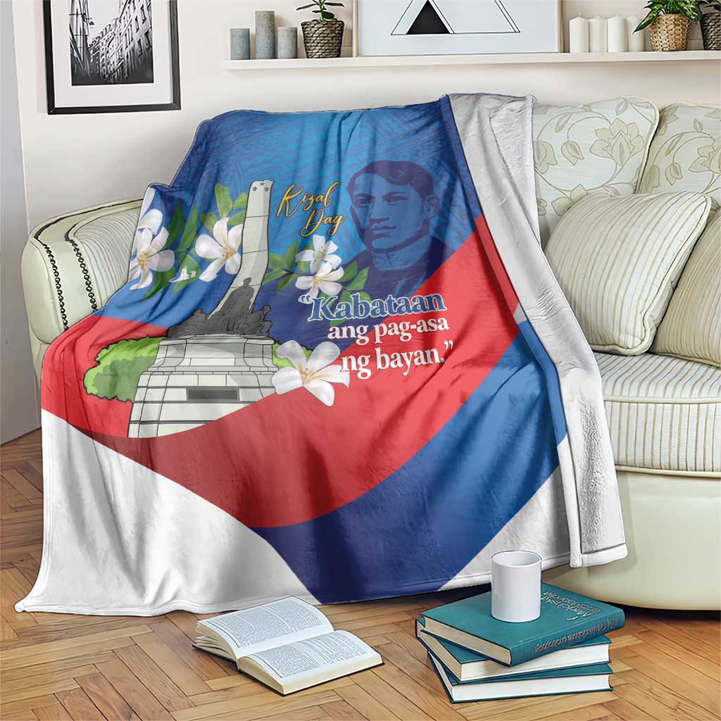 Philippines Rizal Day Blanket Filipino Motto Stella Polynesian Pattern LT14 Blue - Polynesian Pride
