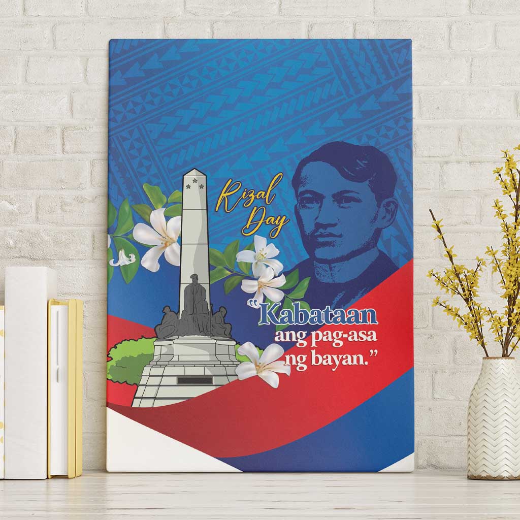Philippines Rizal Day Canvas Wall Art Filipino Motto Stella Polynesian Pattern LT14 Without Frame Blue - Polynesian Pride