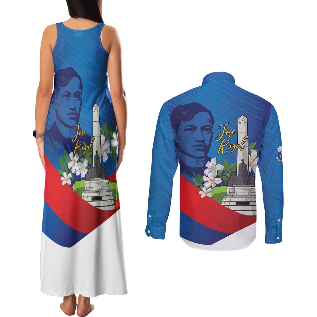 Philippines Rizal Day Couples Matching Tank Maxi Dress and Long Sleeve Button Shirt Filipino Motto Stella Polynesian Pattern LT14 - Polynesian Pride