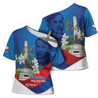 Philippines Rizal Day Cross Shoulder Shirt Filipino Motto Stella Polynesian Pattern LT14 - Polynesian Pride