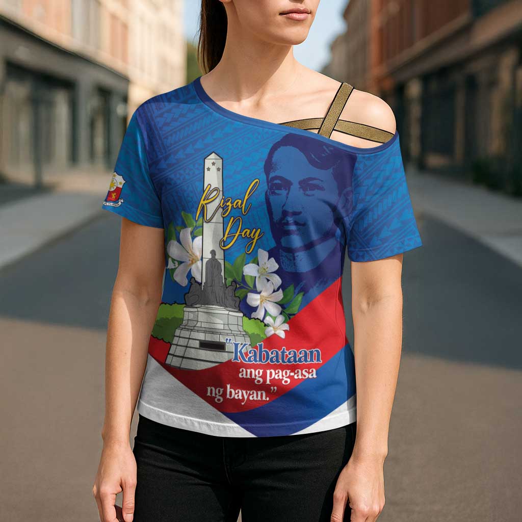 Philippines Rizal Day Cross Shoulder Shirt Filipino Motto Stella Polynesian Pattern LT14 - Polynesian Pride