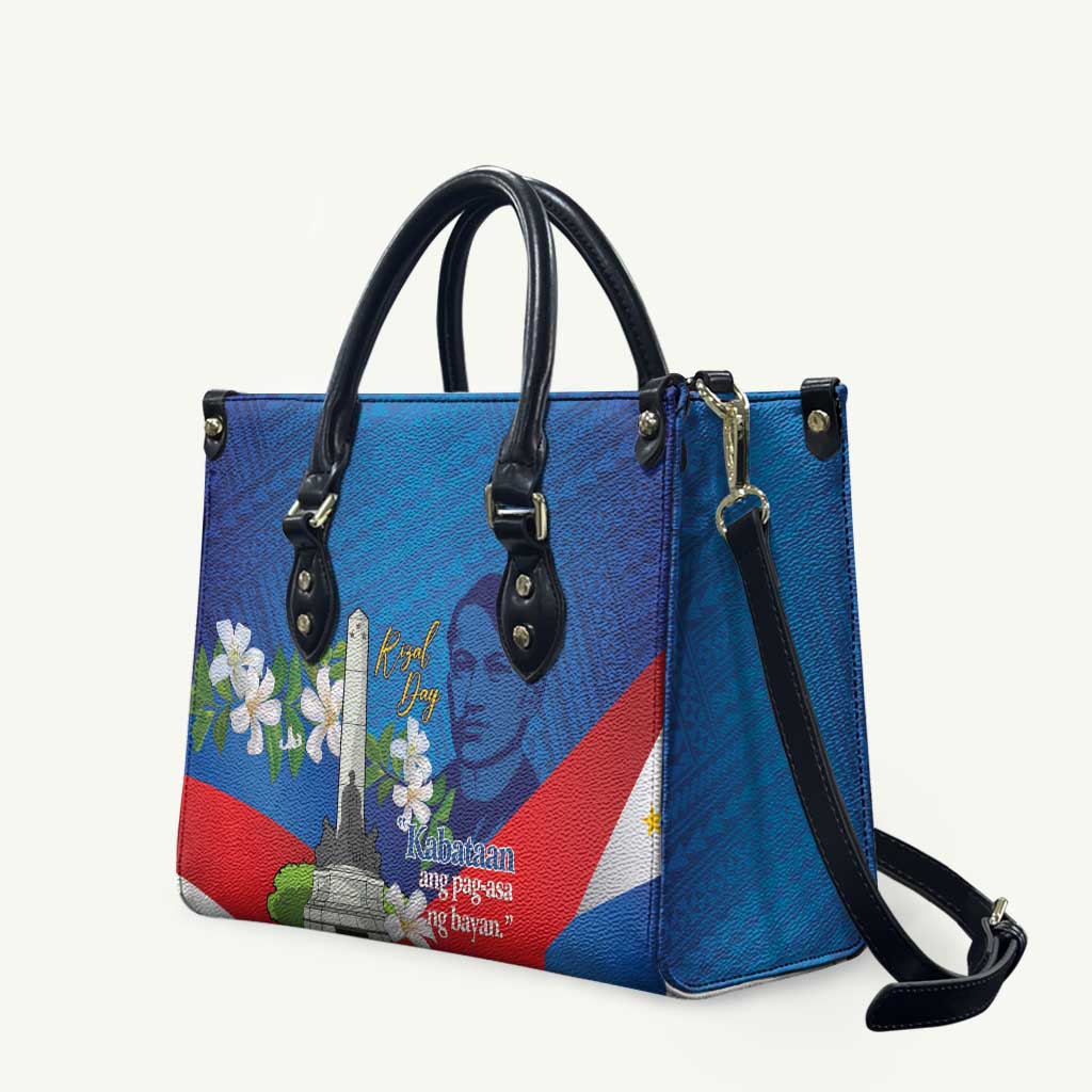 Philippines Rizal Day Leather Bag Filipino Motto Stella Polynesian Pattern LT14 Blue - Polynesian Pride