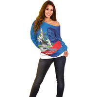 Philippines Rizal Day Off Shoulder Sweater Filipino Motto Stella Polynesian Pattern LT14 - Polynesian Pride