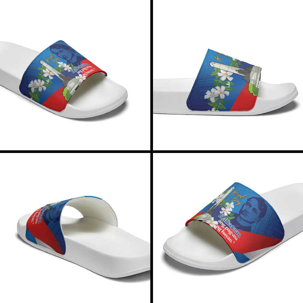 Philippines Rizal Day Slide Sandals Filipino Motto Stella Polynesian Pattern LT14 - Polynesian Pride