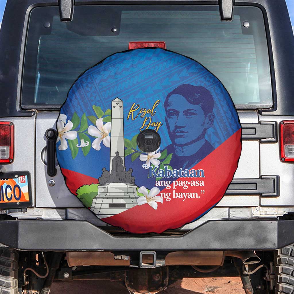 Philippines Rizal Day Spare Tire Cover Filipino Motto Stella Polynesian Pattern LT14 Blue - Polynesian Pride