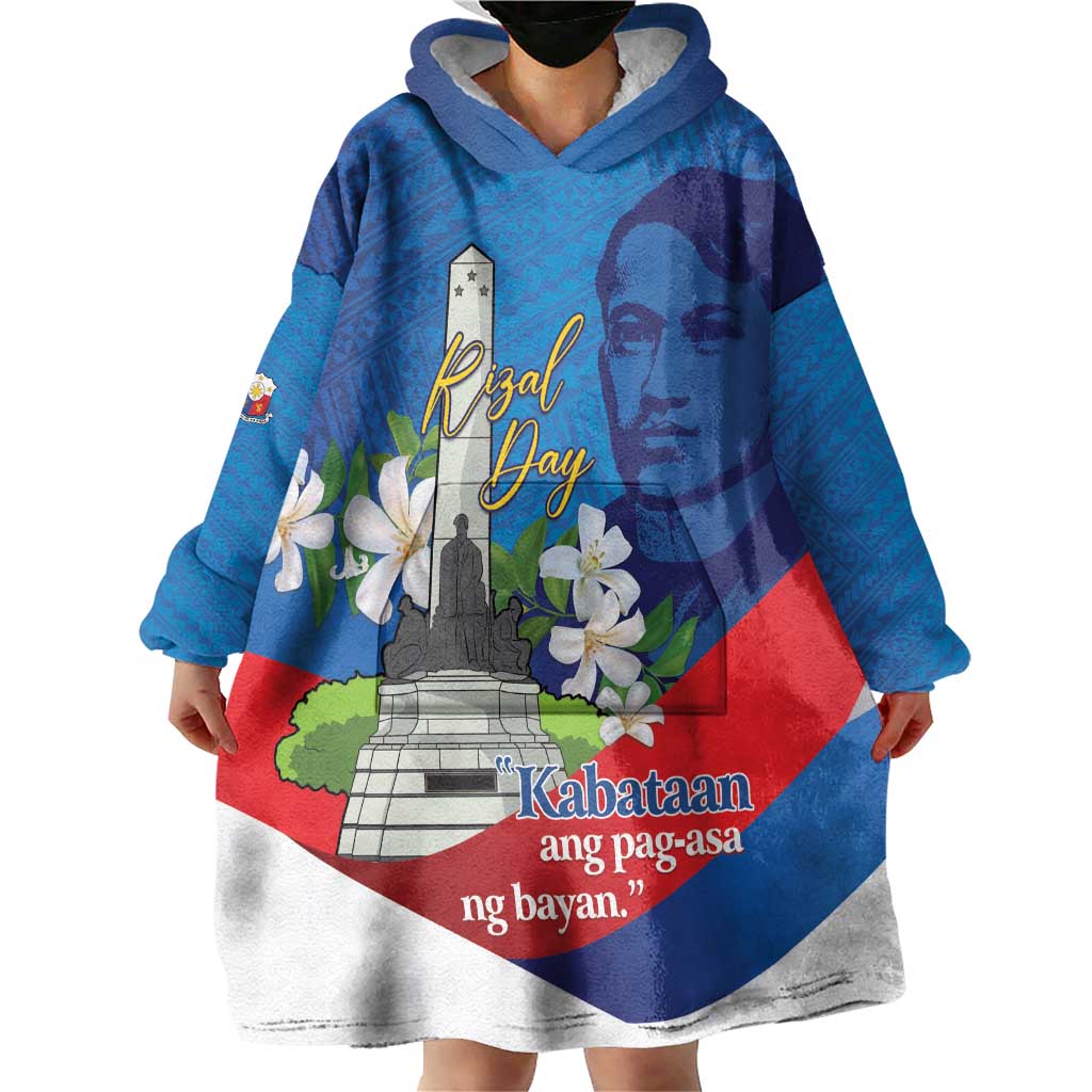 Philippines Rizal Day Wearable Blanket Hoodie Filipino Motto Stella Polynesian Pattern LT14 - Polynesian Pride