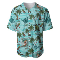Aloha Hawaii Surfing Tropical Seamless Baseball Jersey LT14 Cyan - Polynesian Pride