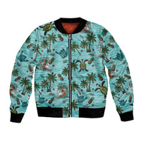 Aloha Hawaii Surfing Tropical Seamless Bomber Jacket LT14 Unisex Cyan - Polynesian Pride