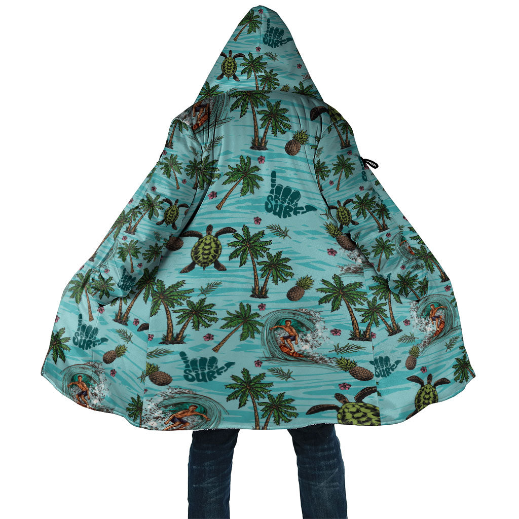 Aloha Hawaii Surfing Tropical Seamless Cloak LT14 Unisex Cyan - Polynesian Pride