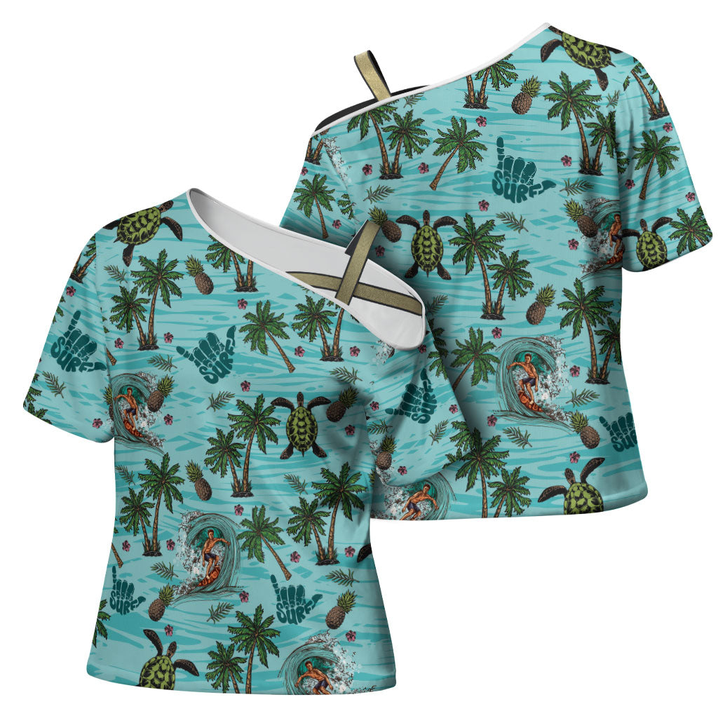 Aloha Hawaii Surfing Tropical Seamless Cross Shoulder Shirt LT14 - Polynesian Pride
