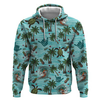 Aloha Hawaii Surfing Tropical Seamless Hoodie LT14 Pullover Hoodie Cyan - Polynesian Pride