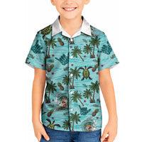 Aloha Hawaii Surfing Tropical Seamless Kid Hawaiian Shirt LT14 Kid Cyan - Polynesian Pride