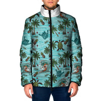 Aloha Hawaii Surfing Tropical Seamless Padded Jacket LT14 Men Cyan - Polynesian Pride