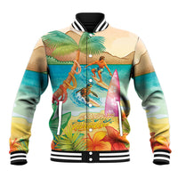 Surfing Paradise Hawaii Baseball Jacket Tropical Flowers Beachy Vibes LT14 Unisex Multicolor - Polynesian Pride