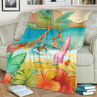 Surfing Paradise Hawaii Blanket Tropical Flowers Beachy Vibes LT14 - Polynesian Pride