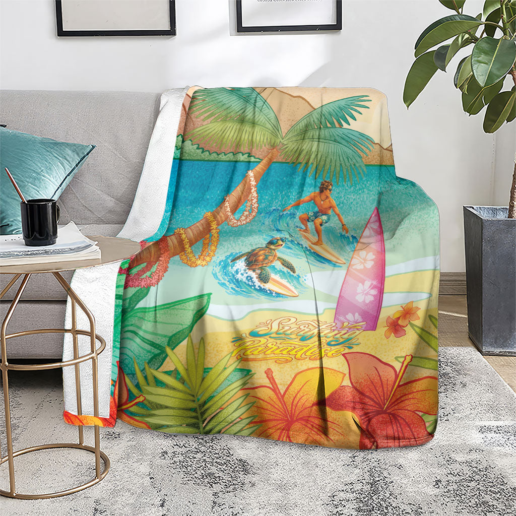 Surfing Paradise Hawaii Blanket Tropical Flowers Beachy Vibes LT14 - Polynesian Pride