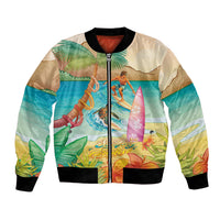 Surfing Paradise Hawaii Bomber Jacket Tropical Flowers Beachy Vibes LT14 Unisex Multicolor - Polynesian Pride