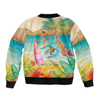 Surfing Paradise Hawaii Bomber Jacket Tropical Flowers Beachy Vibes LT14 - Polynesian Pride
