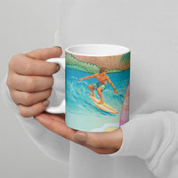 Surfing Paradise Hawaii Ceramic Mug Tropical Flowers Beachy Vibes LT14 - Polynesian Pride