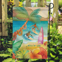 Surfing Paradise Hawaii Garden Flag Tropical Flowers Beachy Vibes LT14 Garden Flag Multicolor - Polynesian Pride