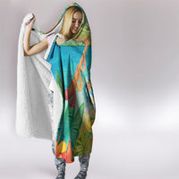 Surfing Paradise Hawaii Hooded Blanket Tropical Flowers Beachy Vibes LT14 - Polynesian Pride