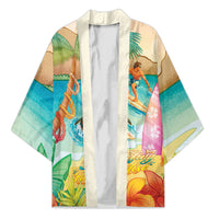 Surfing Paradise Hawaii Kimono Tropical Flowers Beachy Vibes LT14 Unisex Multicolor - Polynesian Pride