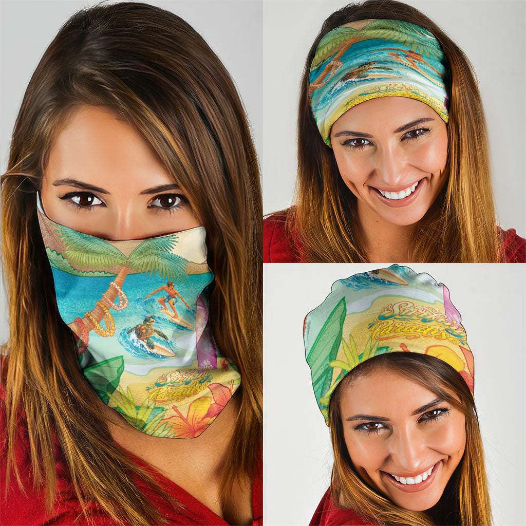 Surfing Paradise Hawaii Neck Gaiter Tropical Flowers Beachy Vibes LT14 - Polynesian Pride