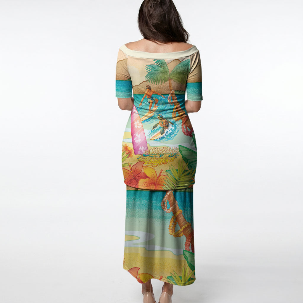 Surfing Paradise Hawaii Puletasi Tropical Flowers Beachy Vibes LT14 - Polynesian Pride
