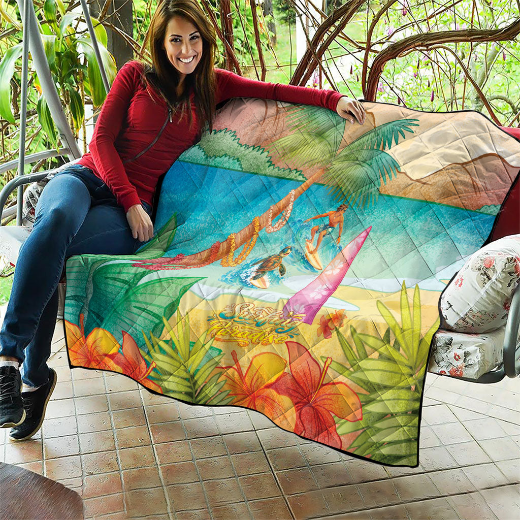 Surfing Paradise Hawaii Quilt Tropical Flowers Beachy Vibes LT14 - Polynesian Pride