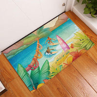 Surfing Paradise Hawaii Rubber Doormat Tropical Flowers Beachy Vibes LT14 - Polynesian Pride