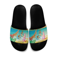 Surfing Paradise Hawaii Slide Sandals Tropical Flowers Beachy Vibes LT14 Multicolor - Polynesian Pride