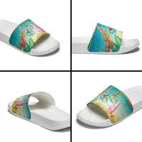 Surfing Paradise Hawaii Slide Sandals Tropical Flowers Beachy Vibes LT14 - Polynesian Pride