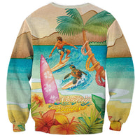 Surfing Paradise Hawaii Sweatshirt Tropical Flowers Beachy Vibes LT14 - Polynesian Pride