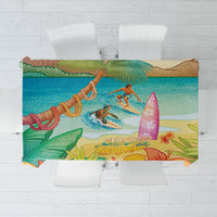 Surfing Paradise Hawaii Tablecloth Tropical Flowers Beachy Vibes LT14 Multicolor - Polynesian Pride