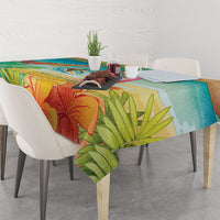 Surfing Paradise Hawaii Tablecloth Tropical Flowers Beachy Vibes LT14 - Polynesian Pride