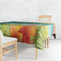 Surfing Paradise Hawaii Tablecloth Tropical Flowers Beachy Vibes LT14 - Polynesian Pride