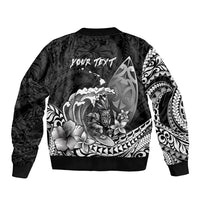 Hawaii Surfing Personalized Bomber Jacket Born To Surf Tiki Hawaiian Pattern LT14 - Polynesian Pride