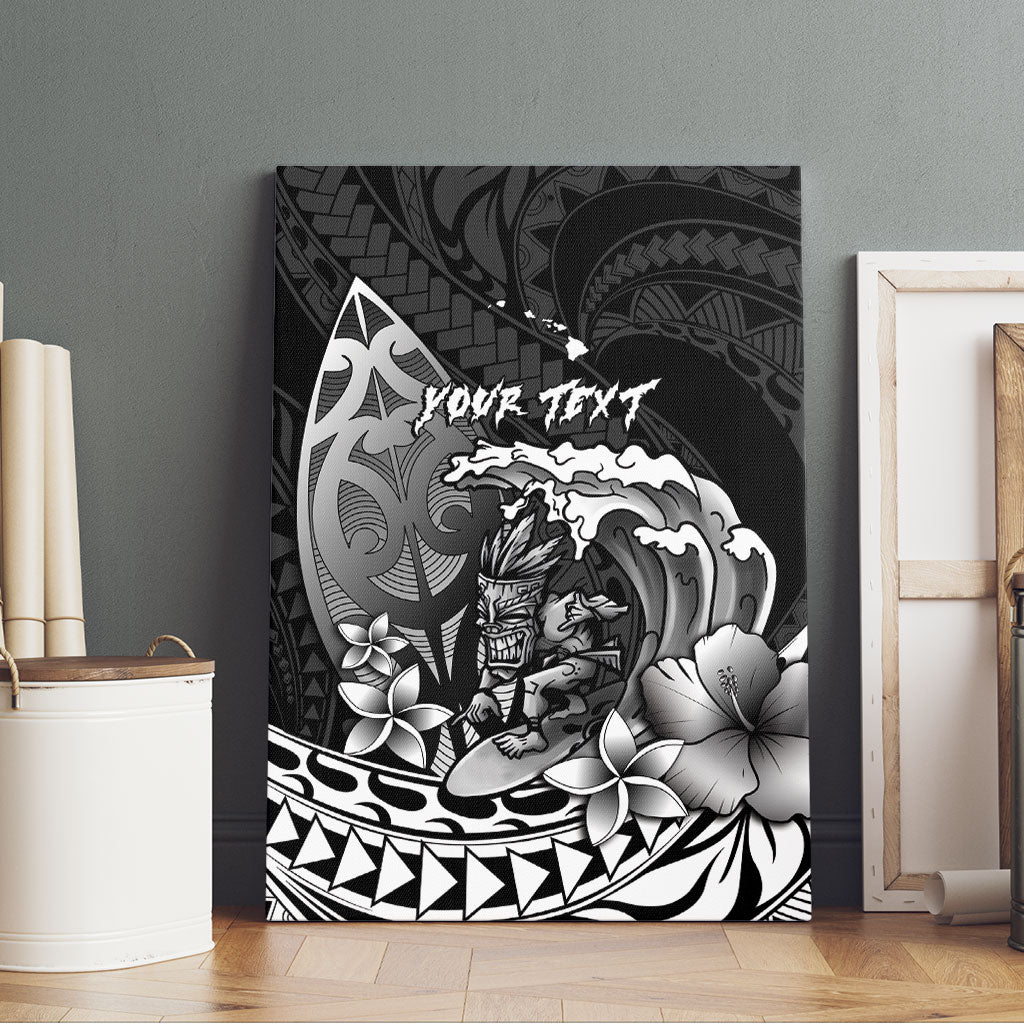 Hawaii Surfing Personalized Canvas Wall Art Born To Surf Tiki Hawaiian Pattern LT14 - Polynesian Pride