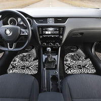 Hawaii Surfing Personalized Car Mats Born To Surf Tiki Hawaiian Pattern LT14 Set 2pcs - Front Black - Polynesian Pride