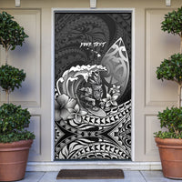 Hawaii Surfing Personalized Door Cover Born To Surf Tiki Hawaiian Pattern LT14 Black - Polynesian Pride