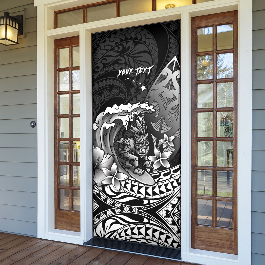 Hawaii Surfing Personalized Door Cover Born To Surf Tiki Hawaiian Pattern LT14 - Polynesian Pride