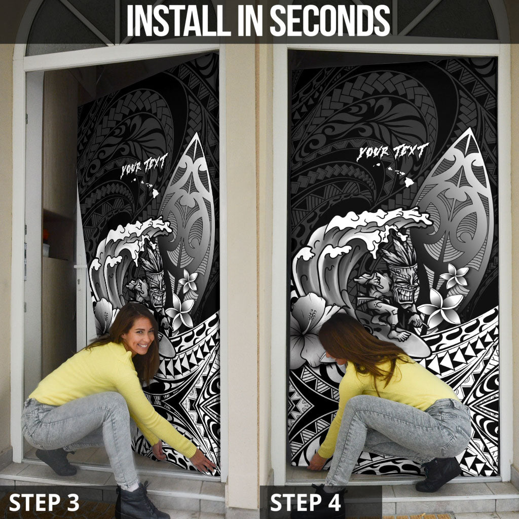 Hawaii Surfing Personalized Door Cover Born To Surf Tiki Hawaiian Pattern LT14 - Polynesian Pride