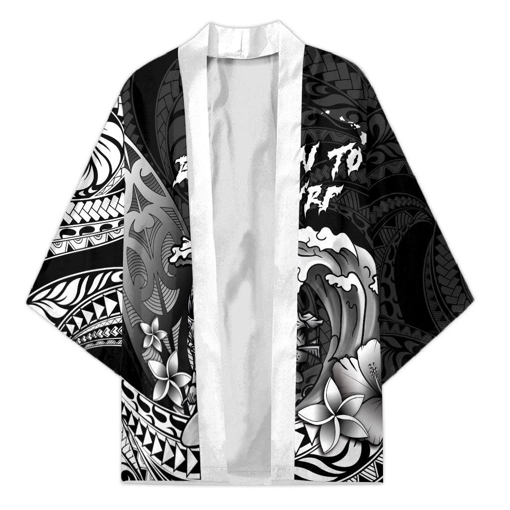 Hawaii Surfing Personalized Kimono Born To Surf Tiki Hawaiian Pattern LT14 Unisex Black - Polynesian Pride